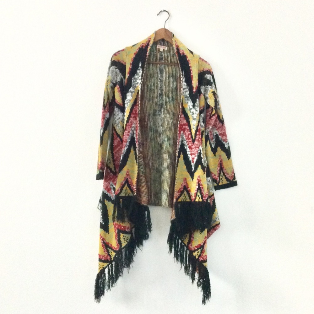 Woven Heart Aztec Geometric Knit Cardigan